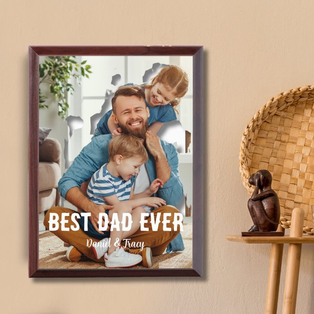 Best dad ever - dad family one photo script plaque (Creator Uploaded)