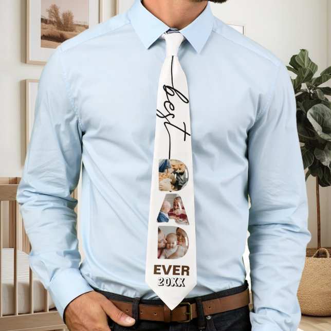 Best DAD ever Dad Letters 3 Photos Collage  Neck Tie (Creator Uploaded)