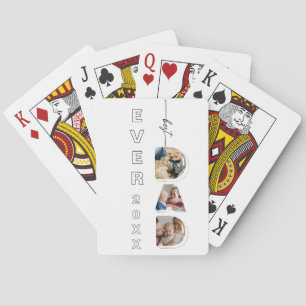 Best DAD ever Dad Letters 3 Photos Collage Poker Cards