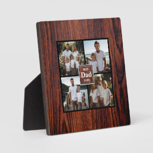 Best dad ever dark wood photo template  plaque