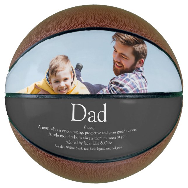 Best Dad Ever Definition Photo Gray Basketball (Front)