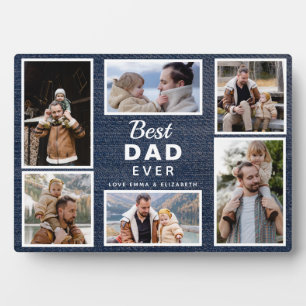 Best Dad Ever Denim Photo Plaque