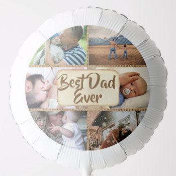 Best Dad Ever Diy 6 Photo Rustic Jute Country Balloon by mensgifts at Zazzle