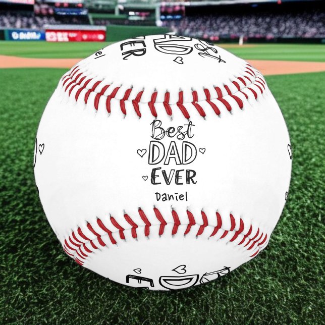 Best Dad Ever | Doodle Personalized Father's Day Baseball (Creator Uploaded)