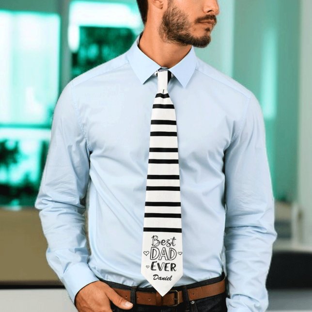 Best Dad Ever | Doodle Personalized Father's Day Neck Tie (Creator Uploaded)