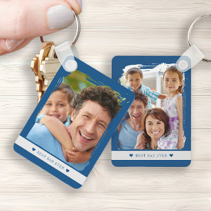 Best dad ever double sided two photo keychain