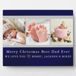 Best Dad Ever Elegant Script 3 Photo Collage  Plaque