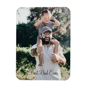 Best Dad Ever Elegant Script Photo Magnet