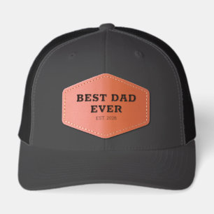 Best Dad Ever Established Date Modern  Leather Patch Hat