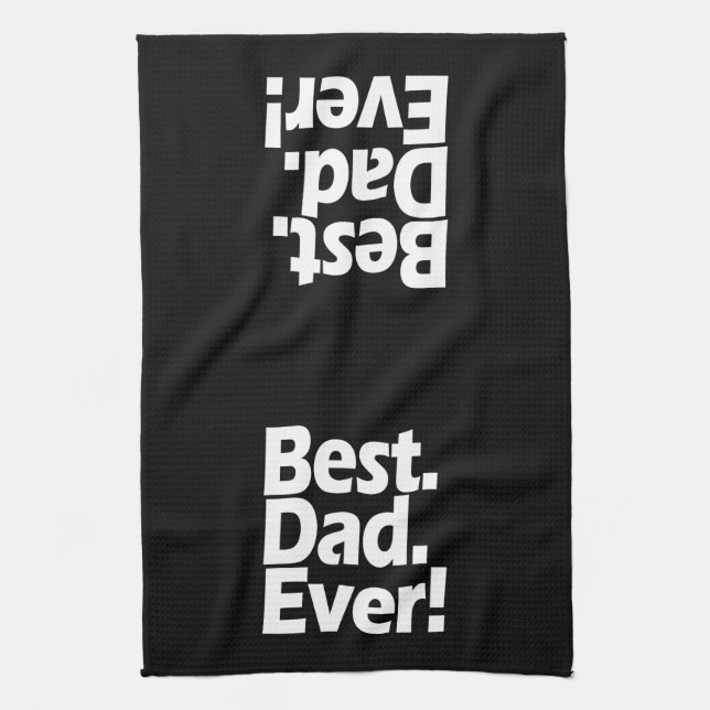 Best Dad Ever Exclamation Black/White Father's Day Towel (Vertical)