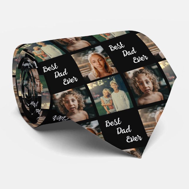 Best Dad Ever Family & Child Photo Design Neck Tie (Rolled)