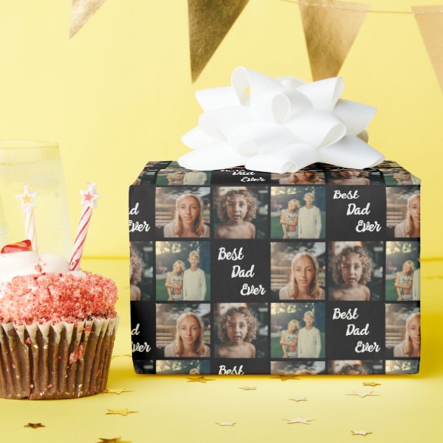 Best Dad Ever Family & Child Photo Design Wrapping Paper (Birthday Party)