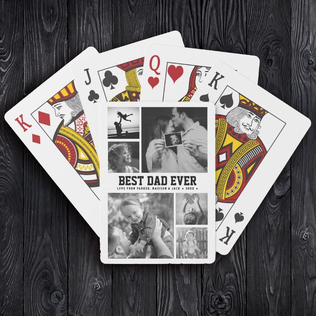 Best DAD ever Family Photo Collage Cool Trendy Poker Cards (Creator Uploaded)
