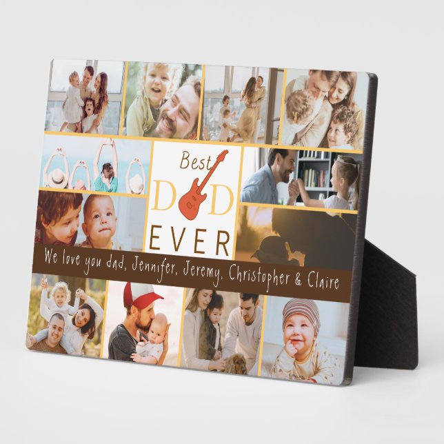 Best Dad Ever Family Photo Collage Fathers Day Plaque (Side)