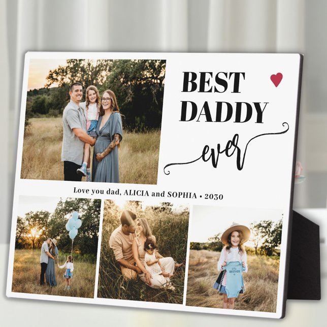 Best dad ever family photo collage heart plaque (Creator Uploaded)