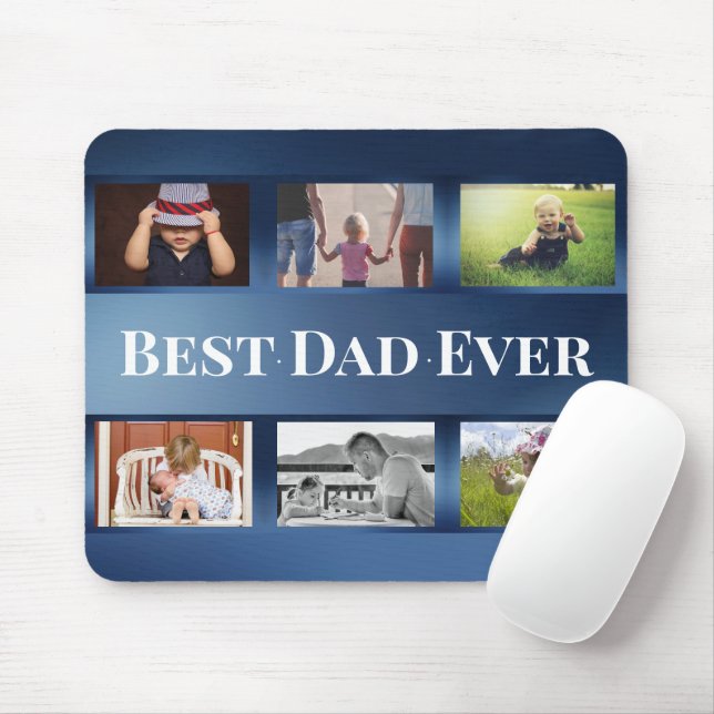 Best Dad Ever Family Photo Collage Mouse Pad (With Mouse)