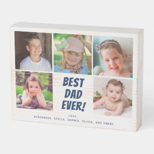 Best Dad Ever Family Photo Collage Wooden Box Sign