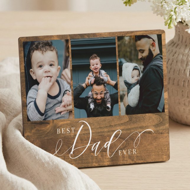 Best Dad Ever Family Photo Keepsake Gift Woodgrain Plaque (Best Dad Ever Family Photo Keepsake Gift Woodgrain Plaque)