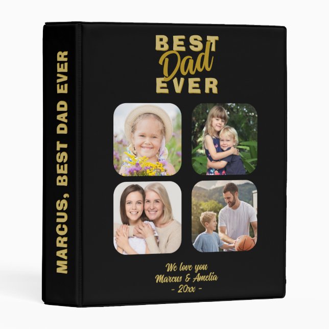 Best Dad Ever Father 4 Family Photo Album Mini Binder (Front/Spine)