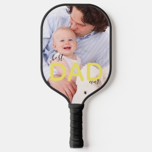 Best Dad Ever Father and Child Modern Handwriting Pickleball Paddle