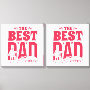 Best Dad Ever – Father & Child Surfing Silhouette Canvas Photo Tile