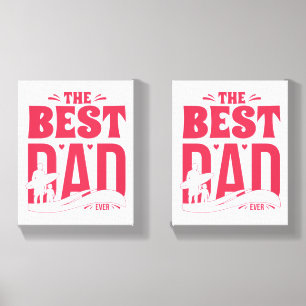 Best Dad Ever – Father & Child Surfing Silhouette Canvas Photo Tile