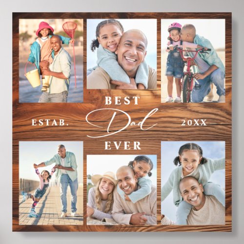 Best Dad Ever Father Children Photo Collage Acrylic Photo Tile