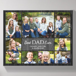Best Dad Ever Father Children Photo Collage Canvas Photo Tile