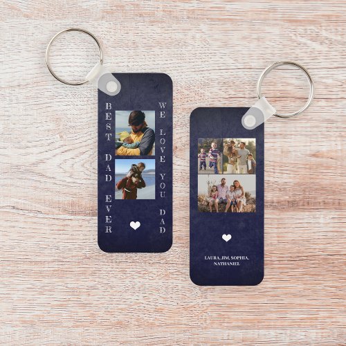 Best dad ever father personalized 5 photo collage keychain