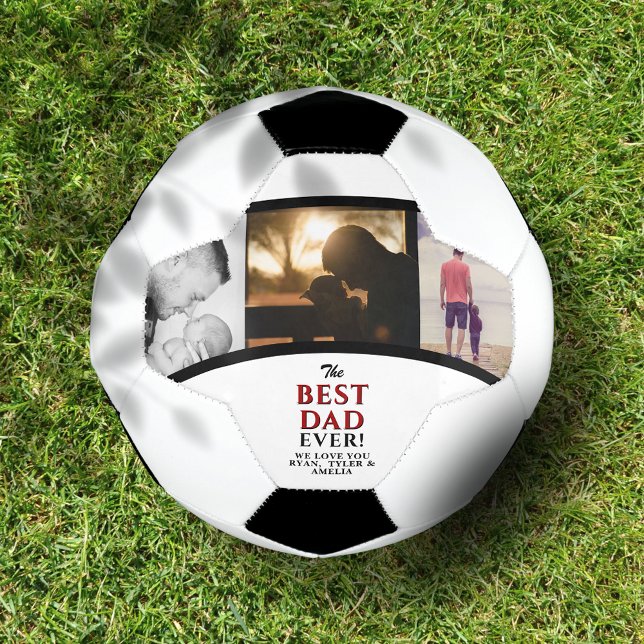 Best Dad Ever Father`s Day 3 Photo Collage Soccer Ball (Creator Uploaded)