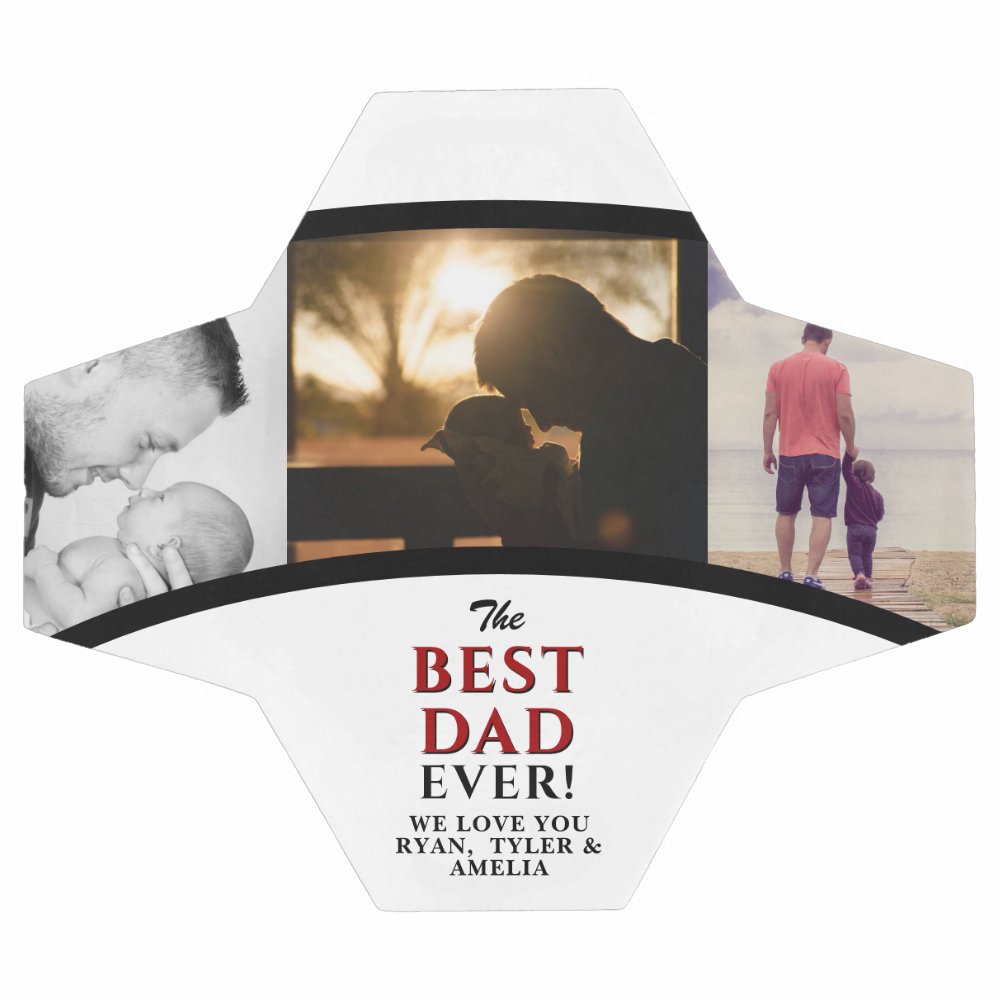 Disover Best Dad Ever Father`s Day 3 Photo Collage Soccer Ball