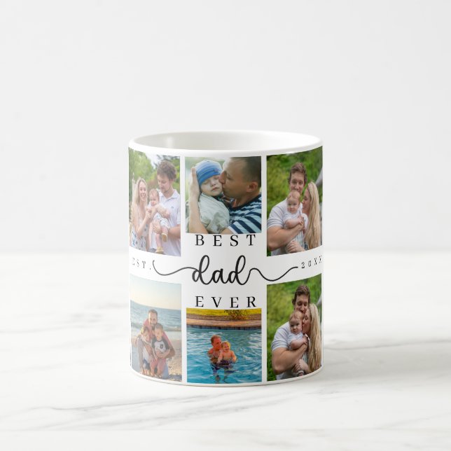 Best Dad Ever | Father’s Day 8 Photo Collage Coffee Mug (Center)
