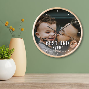 Best Dad Ever Father`s Day Family Full Photo Clock