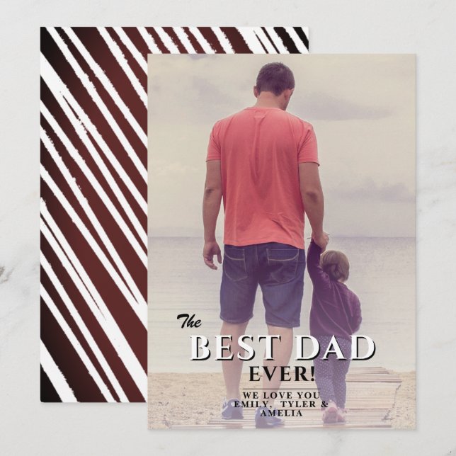 Best Dad Ever Father`s Day Family Photo Holiday Card (Front/Back)