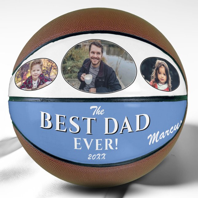 Best Dad Ever Father`s Day Keepsake 3 Photo Basketball (Creator Uploaded)