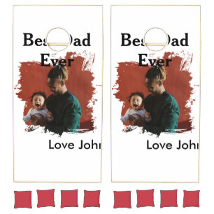 Best dad ever father's dad gift photo name simple cornhole set