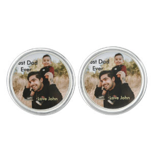 Best dad ever father's dad gift photo name simple cufflinks