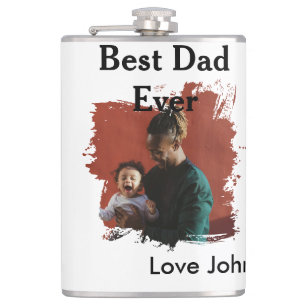 Best dad ever father's dad gift photo name simple  flask