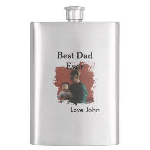 Best dad ever father's dad gift photo name simple  flask