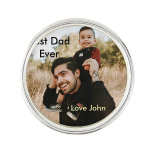Best dad ever father's dad gift photo name simple  lapel pin