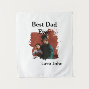 Best dad ever father's dad gift photo name simple tapestry