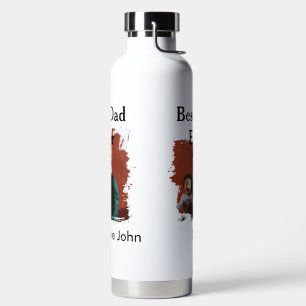 Best dad ever father's dad gift photo name simple water bottle