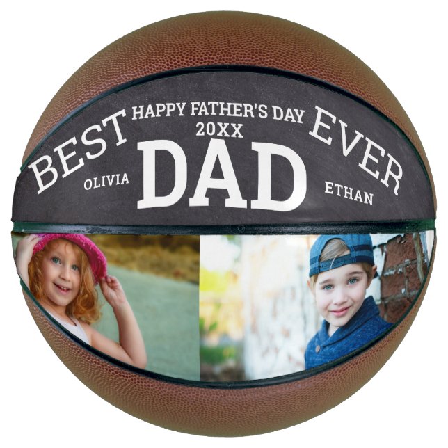 Best Dad Ever Father's Day 2 Photo Collage Name Basketball (Front)