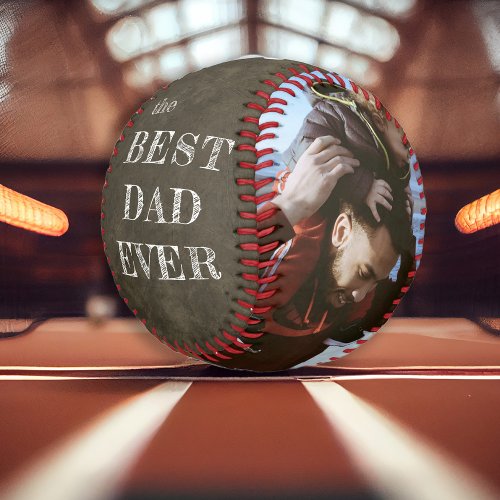 Best dad ever Fathers Day 2 photos rustic Baseball