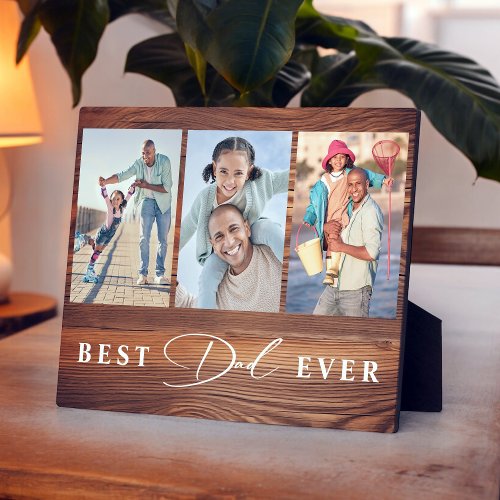 Best Dad Ever Fathers Day 3 Photo Collage Plaque