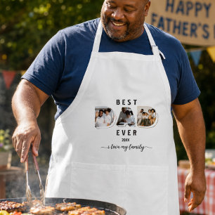 Best dad ever Father's Day 3 Photos Collage Plaque Adult Apron