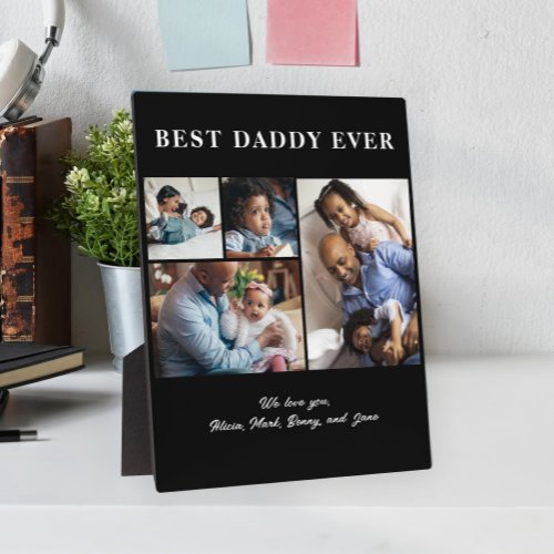 Best Dad Ever Fathers Day 4 photo collage black Plaque