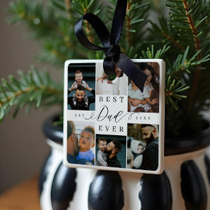 Best Dad Ever   Father's Day 6 Photo Collage Ceramic Ornament