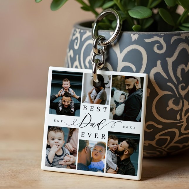 Best Dad Ever | Father's Day 6 Photo Collage Keychain (Best Dad Ever | Father's Day 6 Photo Collage Keychain)