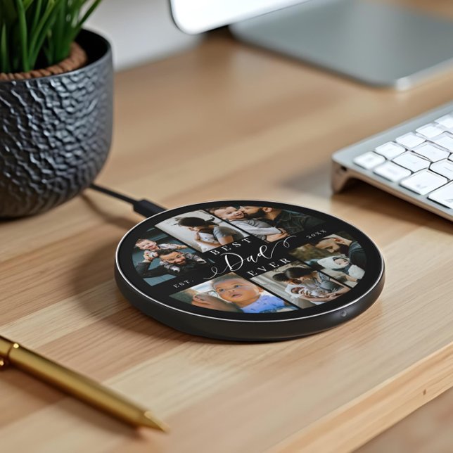 Best Dad Ever Father's Day 6 Photo Collage Wireless Charger (Best Dad Ever Father's Day 6 Photo Collage Wireless Charger)